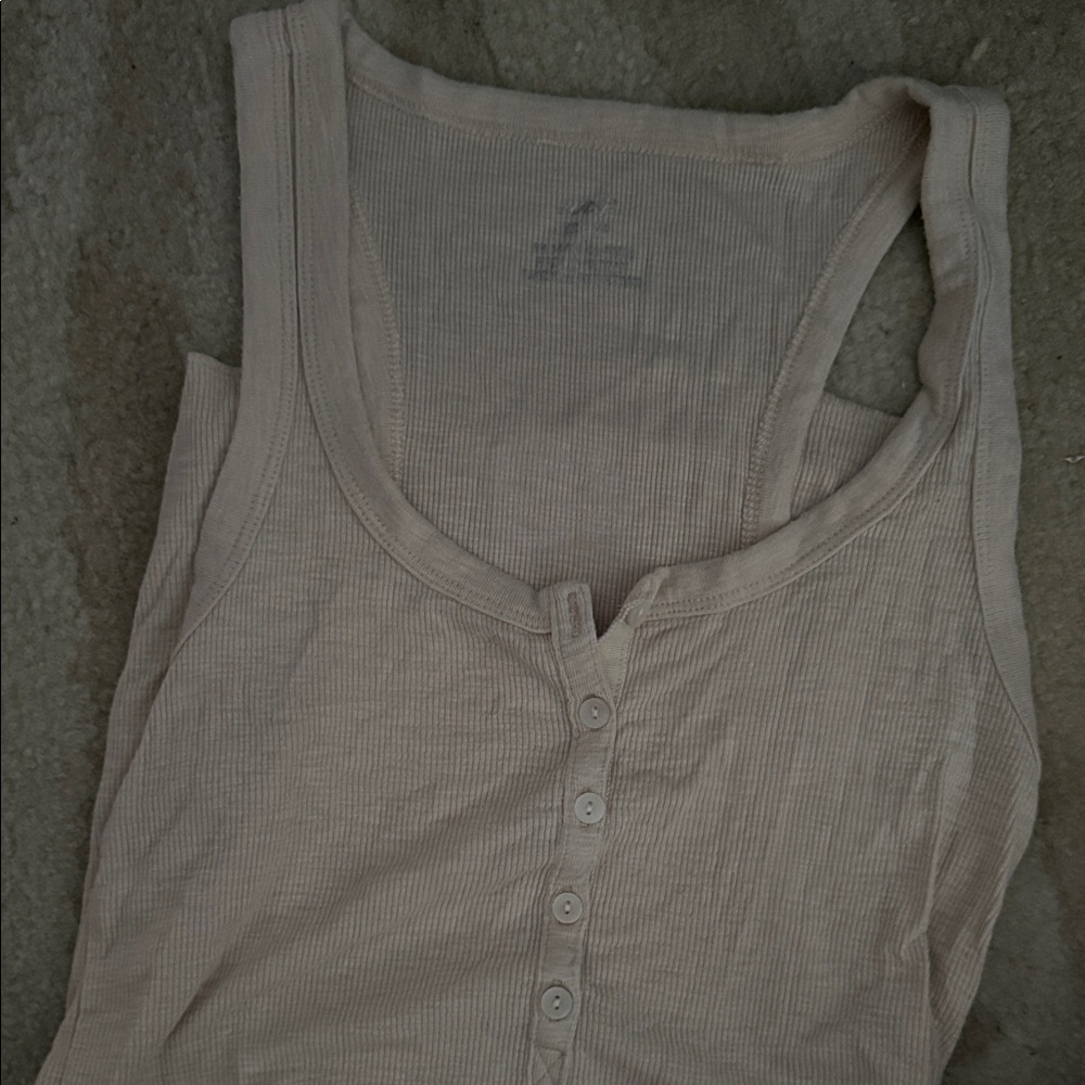 Aerie Cream Button-Front Tank Top